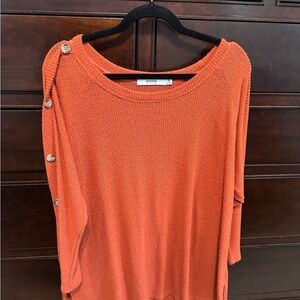 JustFab Women's Orange Crew Neck Sweater